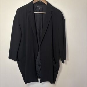 Eileen Fisher Women's Open Front Blazer Jacket 100% Silk Lined Black Size Small